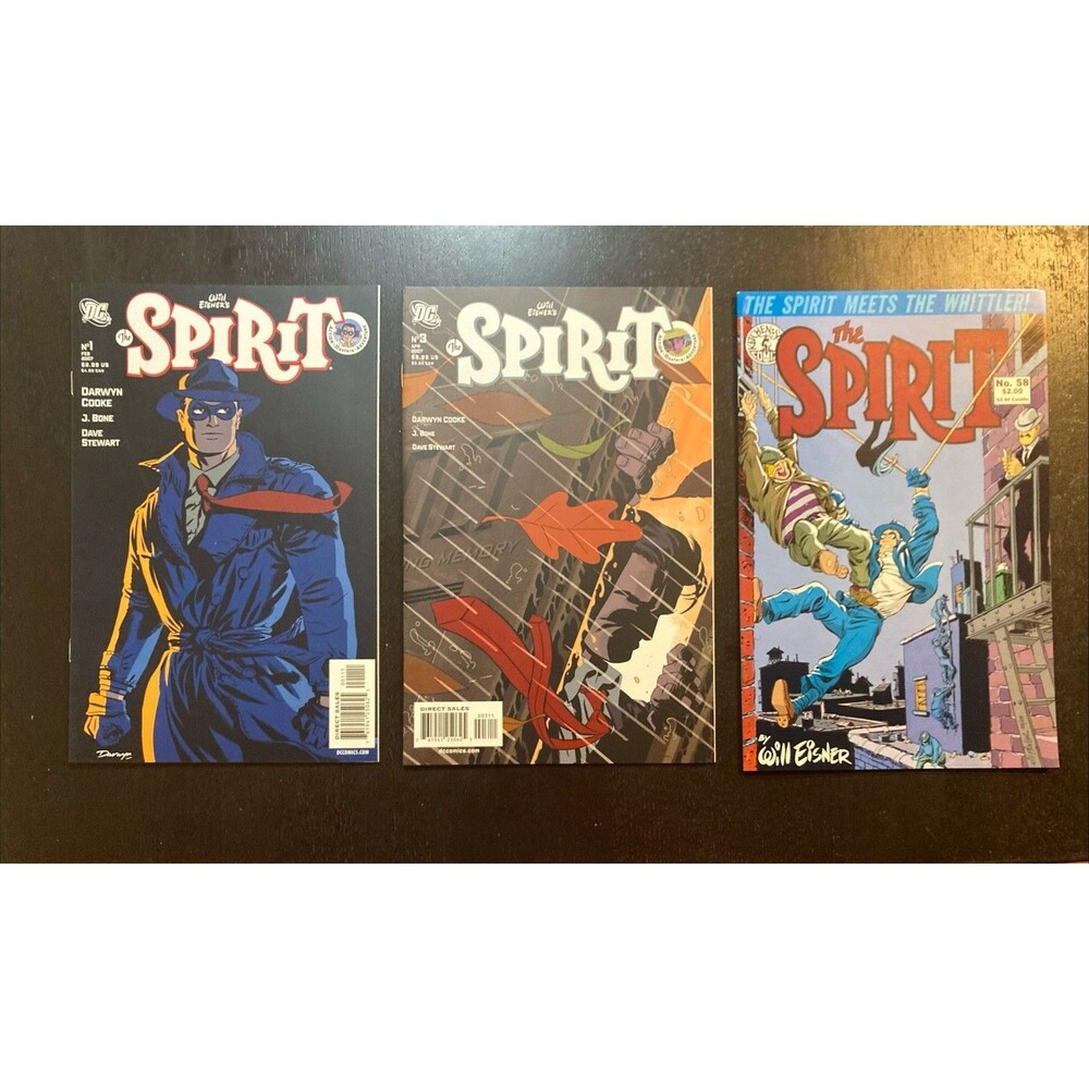 The Spirit: No. 1 & 3 (DC Comics, 2007) & No. 58 (Kitchen Sink Comix, 1989)